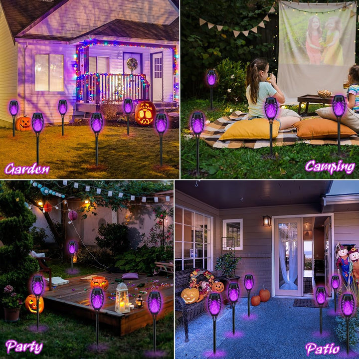 Halloween Decorations Outdoor Flickering Flame Purple Halloween Solar Light+2