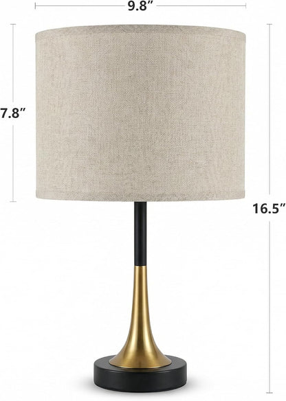 16.5'' Modern Table Lamps Set of 2 with Gold Metal Base and Linen Shade, Mid-Century Bedside Nightstand Lamps for Living Room and Bedroom(Bulb NOT Included)9