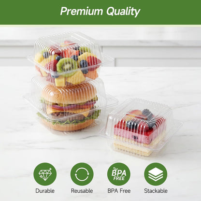 100 Pack Extra Heavy Duty Clear Slice Cake Carriers3