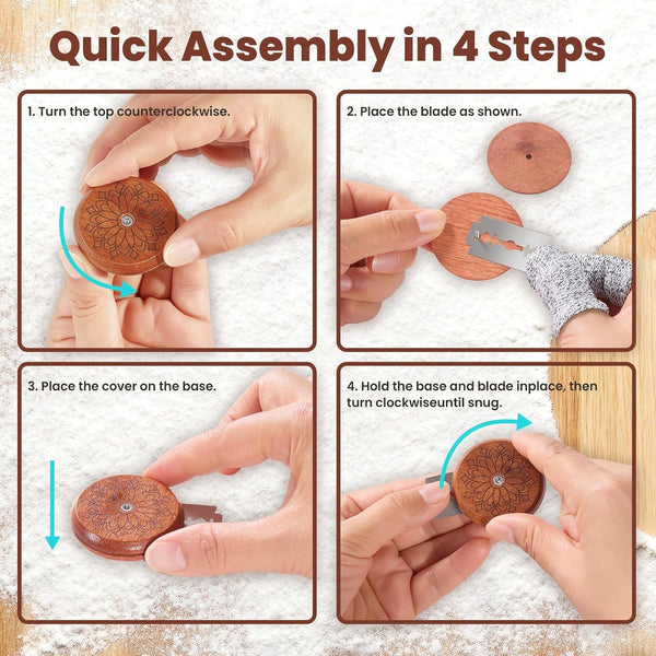 Bread Lame Dough Scoring Tool, Professional Sourdough Scoring Tool with 5 Blades, Storage Pouch & Finger Sleeves4