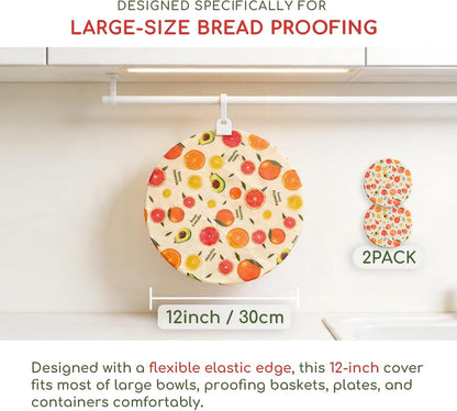 2Pack Reusable Large 12Inch Beeswax Bowl Covers for Bread Proofing2