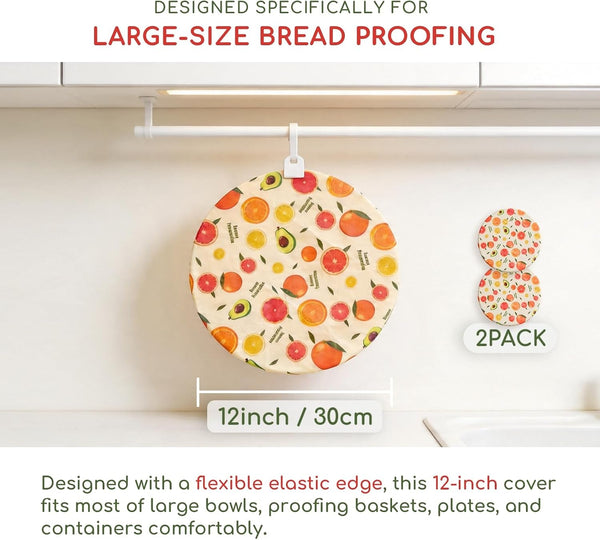2Pack Reusable Large 12Inch Beeswax Bowl Covers for Bread Proofing2