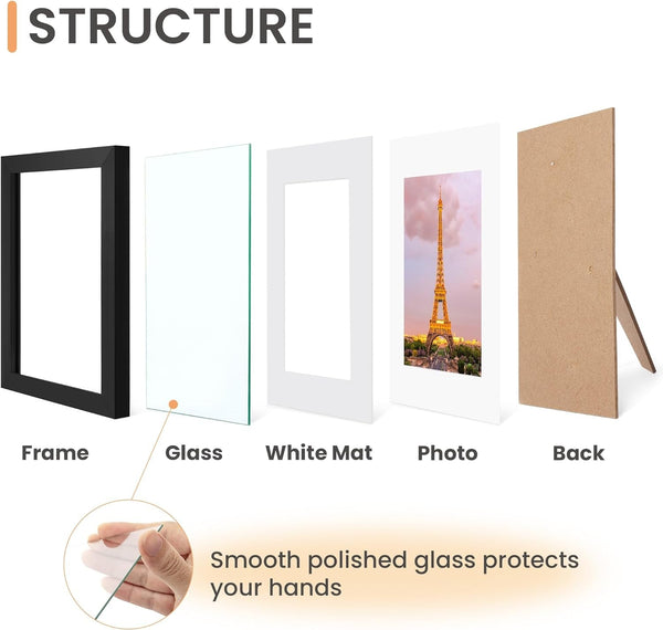 11X14 Picture Frame, Gallery Glass Photo Frames Set of 3, Black5