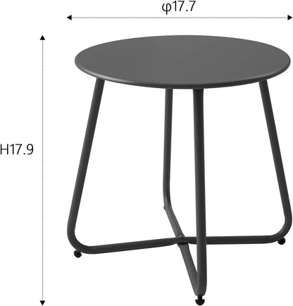 Patio Small Side Table Waterproof round Metal Steel Weather Resistant Portable Outdoor and Indoor End Table for Garden Balcony Yard, Black3