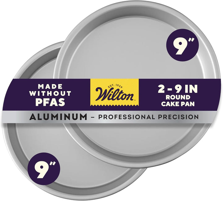 Aluminum round Cake Pan Set, Made without PFAS, 9 X 2 in | Natural Anodized Aluminum Bakeware, Even Heating & Rust-Resistant, Dishwasher Safe, Perfect for Tiered & Layered Cakes