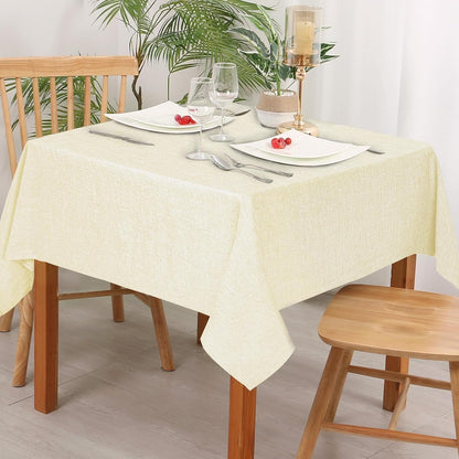 2 Pack Faux Linen Square Tablecloth, 60 X 60 Inch, Champagne2
