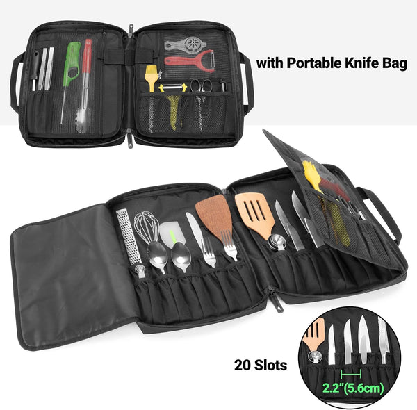 Large Knife Backpack & Chef Bag, 12 + 23 Slots, Knife Not Included2