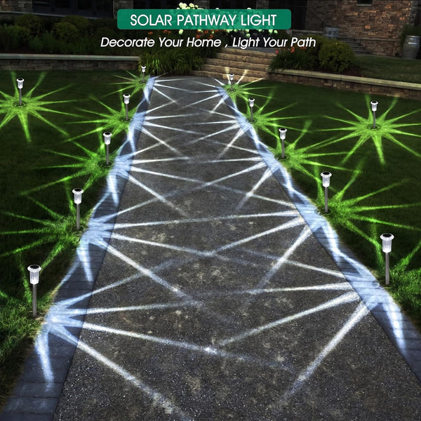 Solar Outdoor Lights, 10 Pack Waterproof Stainless Steel Solar Stake Lights for Pathway Garden Yard Path Walkway Driveway Lawn Patio outside Decor, Cool White6