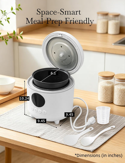 Small Rice Cooker, 3-Cups Uncooked/ 6-Cups Cooked, White | Multifunctional 6 Intelligent Cooking Modes for White Rice, Quinoa, Oatmeal, 1.6L Capacity3