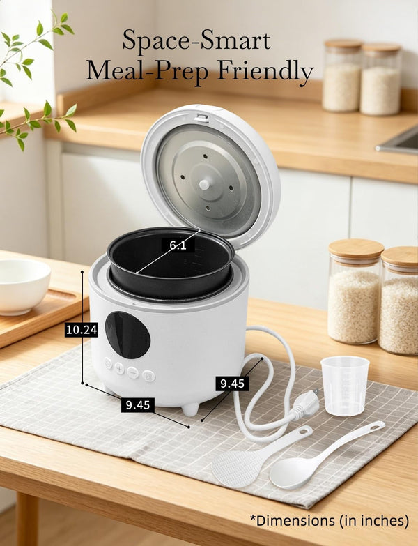 Small Rice Cooker, 3-Cups Uncooked/ 6-Cups Cooked, White | Multifunctional 6 Intelligent Cooking Modes for White Rice, Quinoa, Oatmeal, 1.6L Capacity3