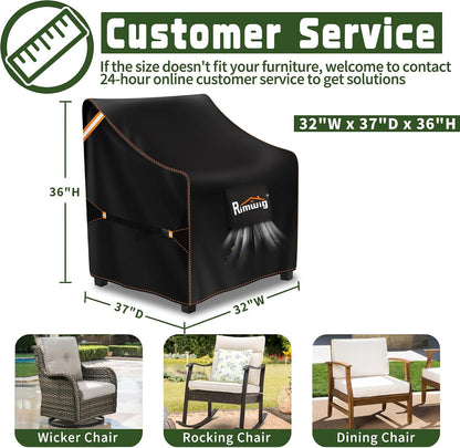 Patio Chair Covers 2 Pack, Waterproof Outdoor Furniture Covers, Heavy Duty Wicker Swivel Chair Covers for Garden Lawn 32" W X 37" D X 36" H6