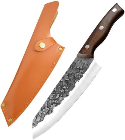 Meat Cleaver, 7 Inch Butcher Kitchen Knife Stainless Steel Meat Chopping Chef Fish Vegetables Slicing Butcher Knives with Sheath1