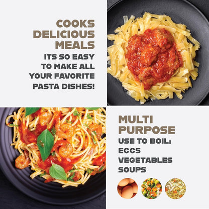 5 Qt Stock Pot Multipurpose Pasta Pot with Strainer Lid | Twist and Lock Handles, Non Toxic Ceramic Non Stick Coating, for Cooking Soup, Spaghetti, Rice, Dishwasher Safe - Cream7
