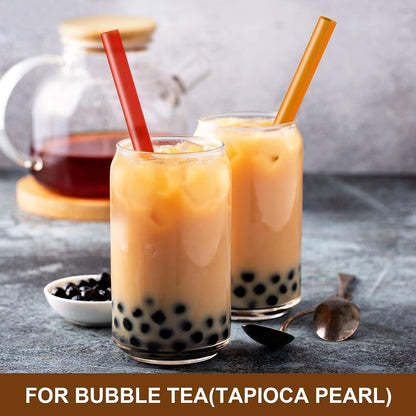 [Angled Tips] 8 Pcs Reusable Jumbo Wide Boba Straws & Smoothie Straws, Multi Colors Reusable Straw, BPA FREE Food-Grade Tritan Plastic Straw for Bubble Tea(Tapioca Boba Pearls) Milkshakes W/ 2 Brushes6