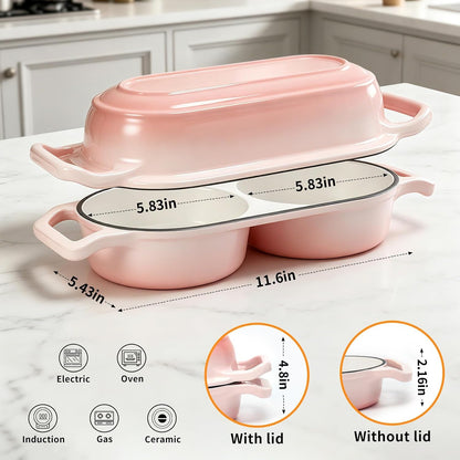 Double Enameled Cast Iron Dutch Oven for Sourdough Bread Baking – 2-In-1 Bread Baker with Lid, Dual Mini Loaf Pan, 500°F Oven Safe, Even Heating for Artisan Bread, Nonstick Enamel5