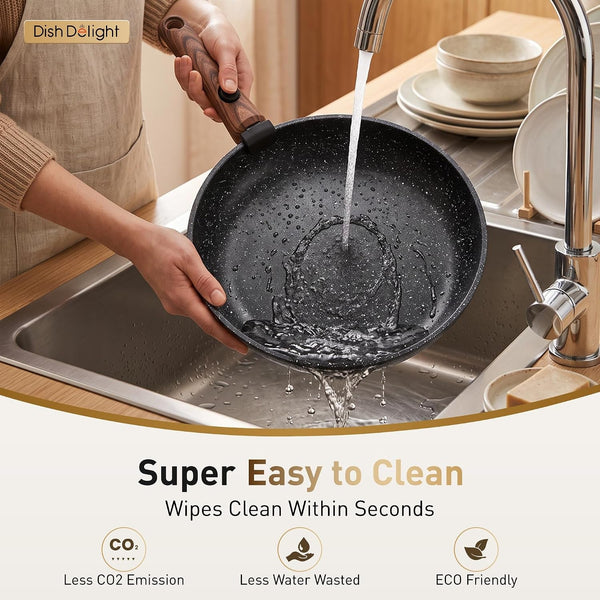 Removable Handle Pots and Pans, 10 Piece Cookware Set Non Stick | Kitchen Induction Compatible, Black Granite Non-Toxic, Stackable RV Cookware Sets for Camping9