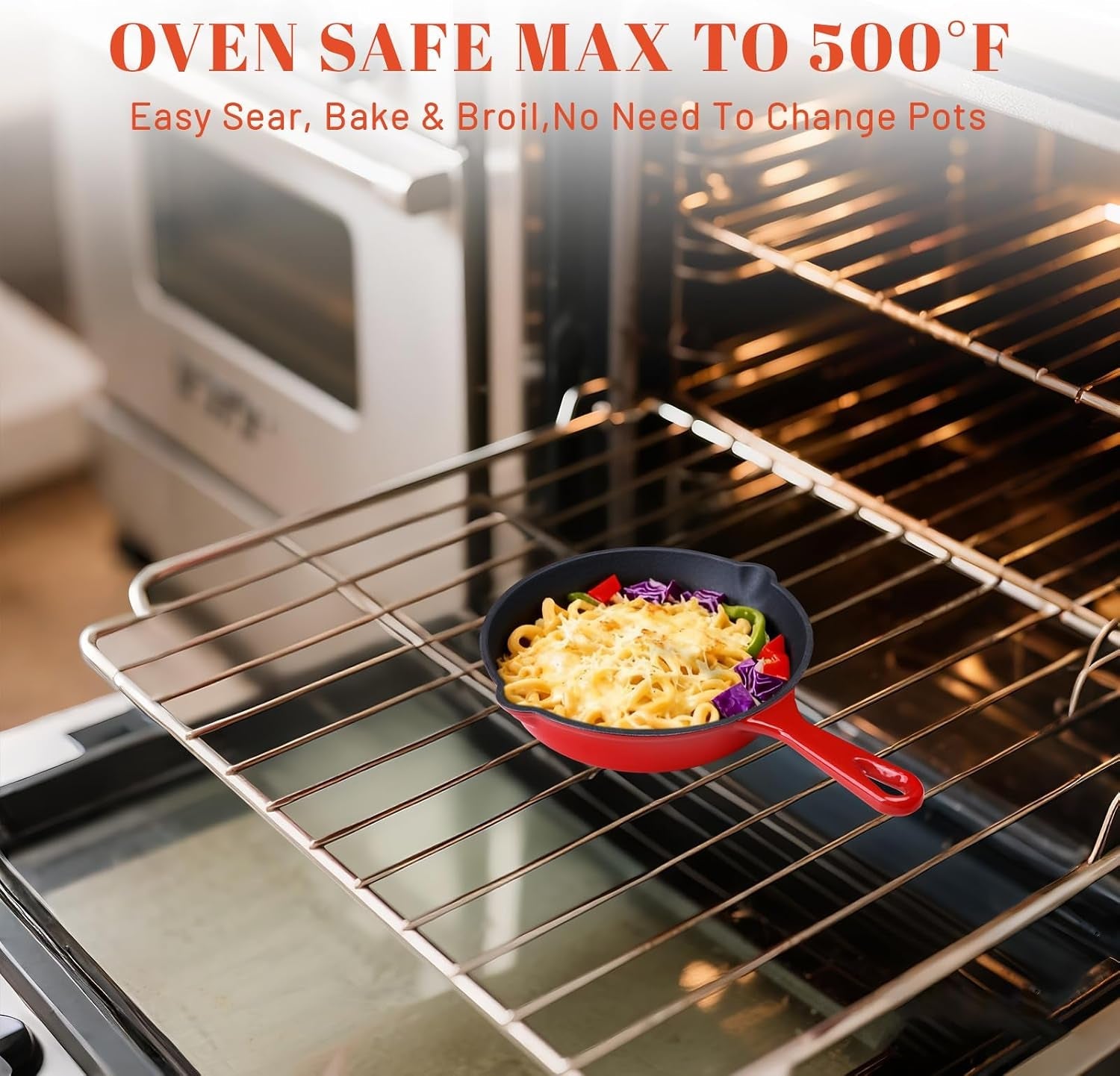 enameled-cast-iron-skillet-10inch-with-pour-spouts-for-searing-baking-grilling-and-roasting-10-frying-pan-cookware-with-silicone-handel-cover-durable-oven-safe-pan-stove-campfire-usered