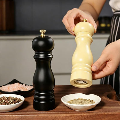 Classic Wooden Pepper Mill, Manual Salt and Pepper Grinder with Gold Adjustment Knob, Adjustable Ceramic Grinding Mechanism3