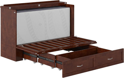 , Hamilton Queen Murphy Bed Chest with 6" Mattress & Drawer, Walnut13