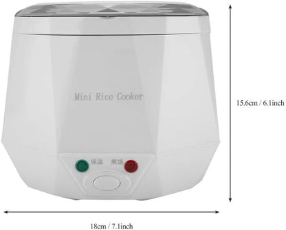 Electric Rice Cooker Portable Electric Car Truck Food Steamer Mini Travel Rice Cooker 12V 100W 1.3 L Portable Meal Heater Food Warmer(White)3