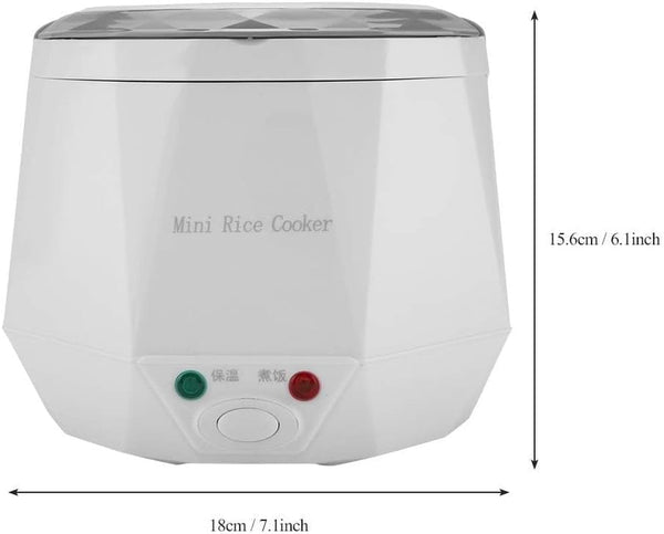 Electric Rice Cooker Portable Electric Car Truck Food Steamer Mini Travel Rice Cooker 12V 100W 1.3 L Portable Meal Heater Food Warmer(White)3