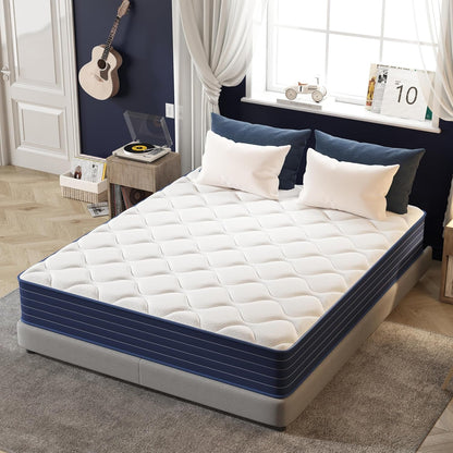 Double Mattress,12 Inch Full Mattrress with 7-Zone Hybrid Double Bed Mattresses,Pocket Sprung with Medium Firm for Body Support & Pressure Relief - 75 * 54In1