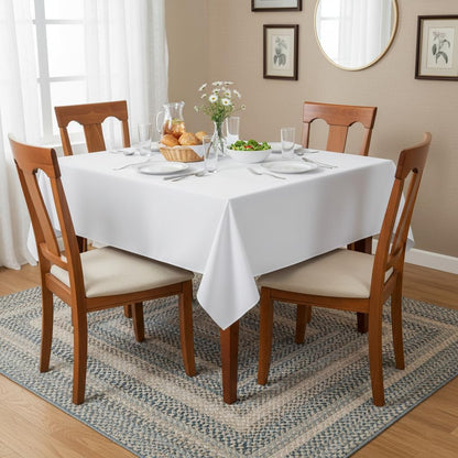 White Square Tablecloths 54X54 Inch Table Cloth, 2 Pack | for Square or round Tables, Washable Polyester Fabric Cover for Dinner, Holiday Party, Decorative Display Tables2