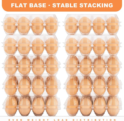 100 Pack Clear Plastic Egg Cartons, Reusable Stackable Egg Containers for Farm, Market & Fridge Storage, 3×4 Grid4