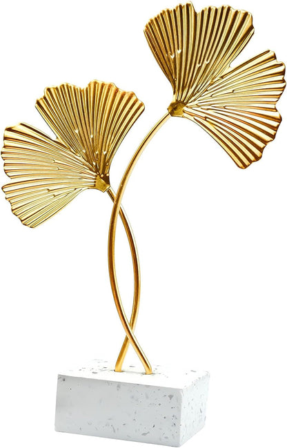 Metal Ginkgo Leaf Ornaments, Gold Ginkgo Leaf Desktop Decoration Sculpture, Modern Creative Home Décor Accents Statue for Office, Bedroom, Bookshelf1