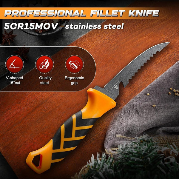 5 Inch Bait and Fillet Knife, Fishing and Boning Knife | Stainless Steel, Non-Slip Handle, Protective Sheath, for Fishing, Filleting and Deboning Fish and Meat3