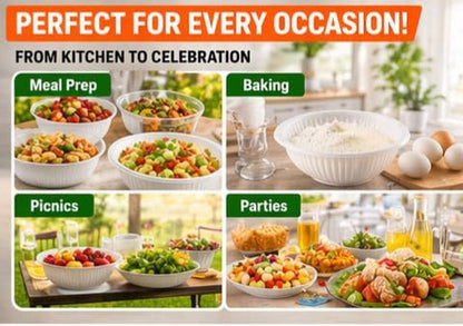Disposable Plastic Mixing Bowls, 20 Pack, 40 Oz Large Heavy Duty Bowls, Microwave Safe, BPA Free, Durable for Mixing, Meal Prep, Salad, Baking & Food Prep (20)5