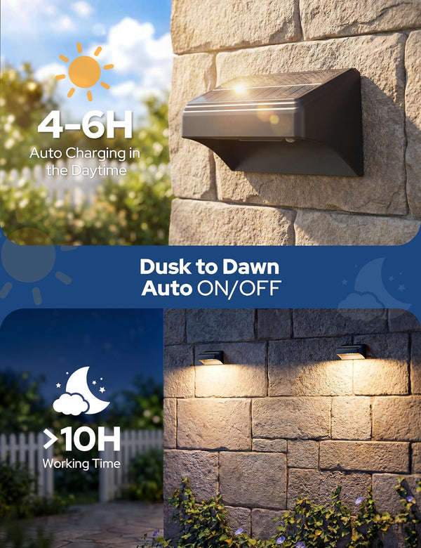 Fence Lights Solar Powered with Remote 8 Pack, Warm White, Cool White and RGB Color Glow LED Solar Lights Outdoor, Dusk to Dawn Solar Fence Lights for Patio, Backyard, Railing, Deck, and Wall7