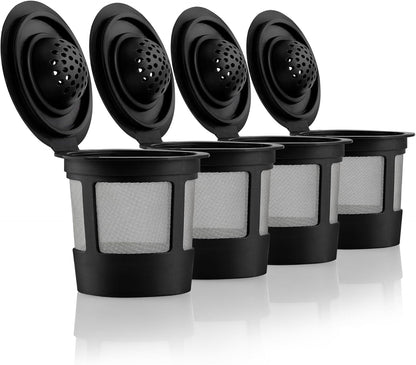 4 Black Reusable K Cups for Keurig Coffee Makers - Compatible with K-Express, K-Elite, K-Select, K-Classic, K-Mini, K-Compact1