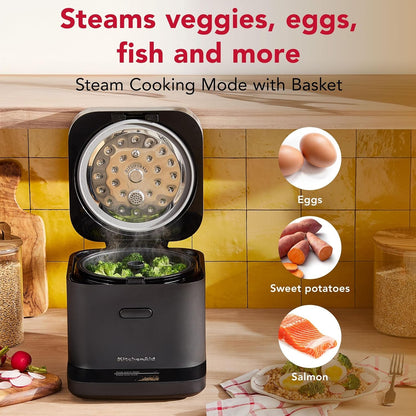 Kitchenaid Compact 8 Cup Grain and Rice Cooker, Integrated Scale, KGC2154BM | Precise Pour Technology, Integrated Scale, 16 Presets, Steam Cooking Basket, Easy to Clean, Black Matte5