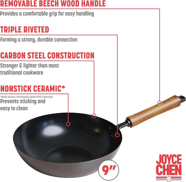 Joyce Chen Classic Series 9.5-Inch Ceramic Nonstick Carbon Steel Stir Fry Pan2