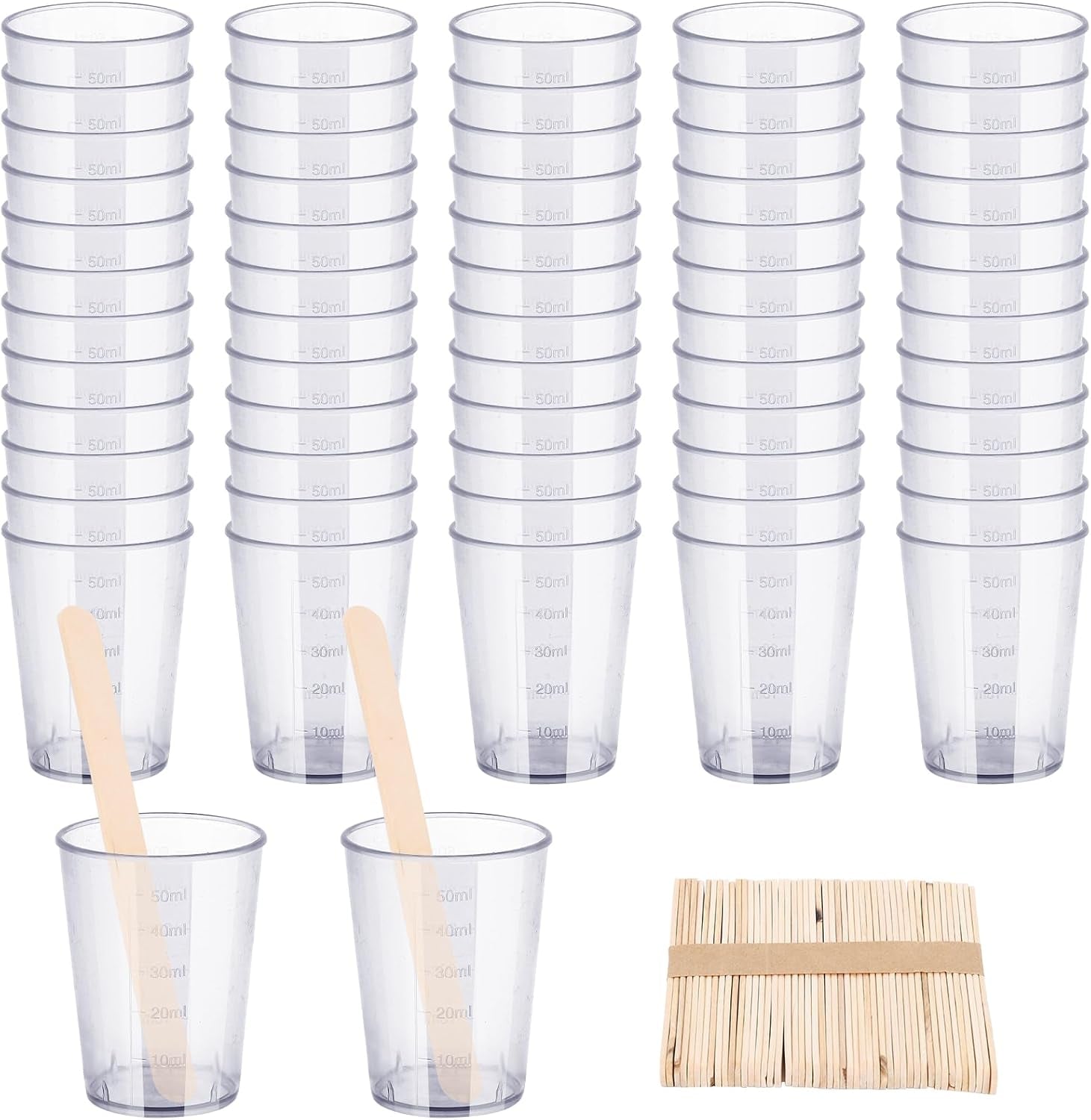 resin-mixing-cups-and-sticks-110-packs-epoxy-measuring-cups-kit-60pcs-100ml-disposable-graduated-cups-50pcs-wooden-stir-sticks-for-mixing-paint-stain-epoxy-resin