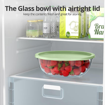 Extra Large Glass Mixing Bowls Clear Glass Salad Cooking Bowls for Kitchen Salad Bread Storage (6 Qt)5