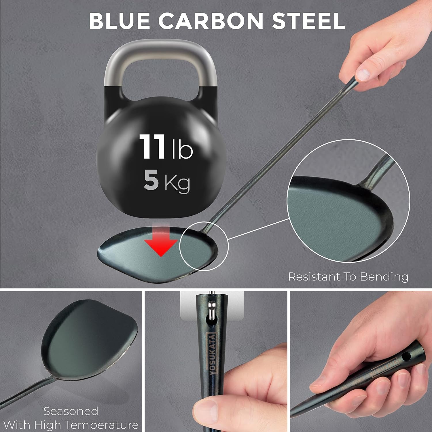 carbon-steel-flat-bottom-wok-pan-13-5-wok-lid-12-8-inch-cover-with-tempered-glass-insert-steam-holes-blue-carbon-steel-17-inch-spatula-ladle-3-pairs-chopsticks