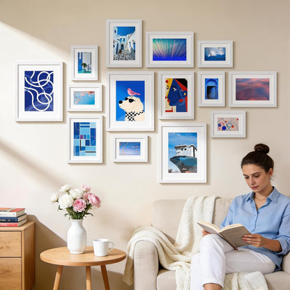 8X10 Picture Frame Set of 6, Wall or Tabletop Display, White8