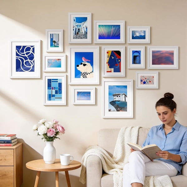 8X10 Picture Frame Set of 6, Wall or Tabletop Display, White8