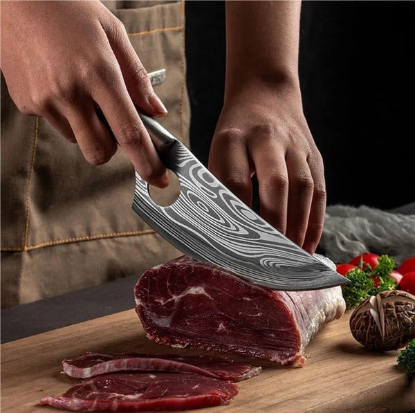Meat Cleaver, 6 Inch Damascus Pattern Kitchen Knives Butcher Utility Boning Knife Chicken Bone Kitchen for Cooking with Cover7