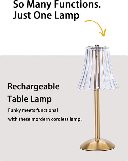 Cordless Table Lamps for Home,Table,Dining Room, Gold Rechargeable Lamps, USB Charge 12'' Tall LED Brass Portable Outdoor Indoor Table Lamp with Built-In Dimmer (Pack2 Gold Flower Lamp)9