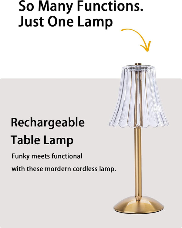 Cordless Table Lamps for Home,Table,Dining Room, Gold Rechargeable Lamps, USB Charge 12'' Tall LED Brass Portable Outdoor Indoor Table Lamp with Built-In Dimmer (Pack2 Gold Flower Lamp)9