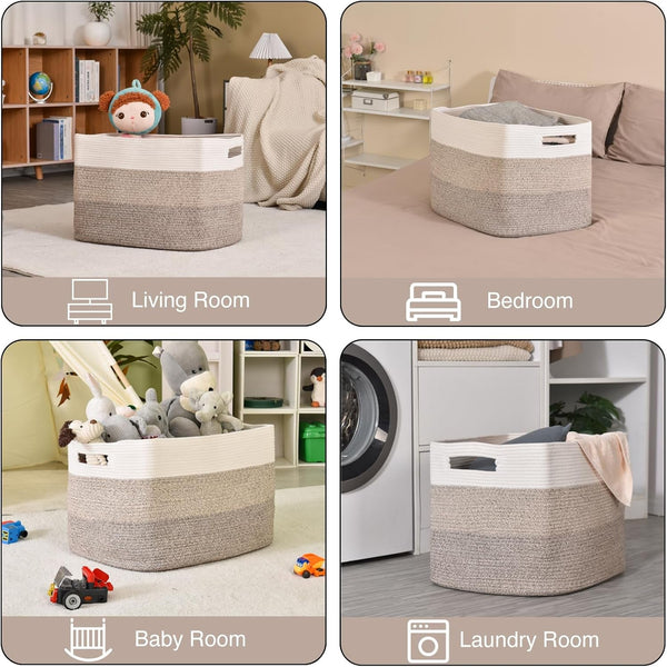 Extra Large Blanket Basket for Living Room Gradient Brown 25X16X164