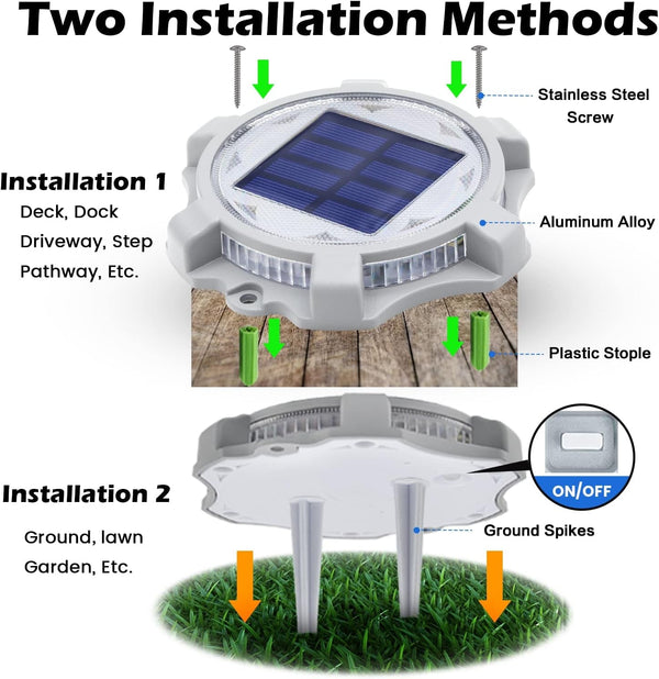 Solar Deck Lights Outdoor 2 Modes LED 16 Pack White/Warm Lighting5