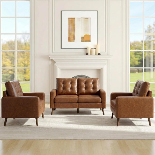 Mid Century Modern 53" Loveseat Sofa, Brown7