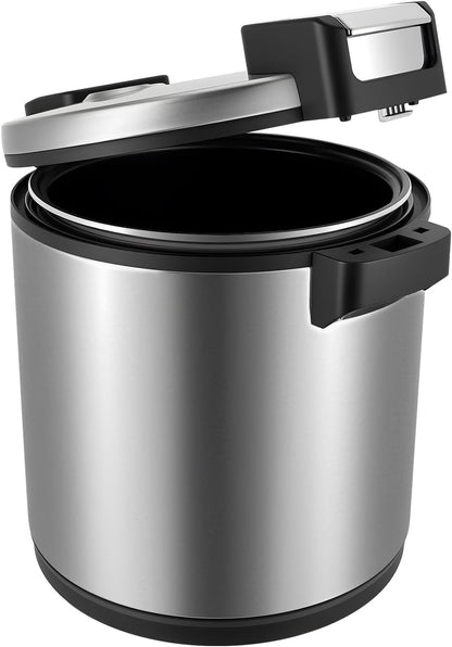 100 Cup Electric Rice Warmer with 2 Temp Settings (154°F-161°F) - Commercial Food Warmer for Rice, Soup & Dishes | Stainless Steel + Aluminum Alloy, Free Standing (Stainless Steel)1