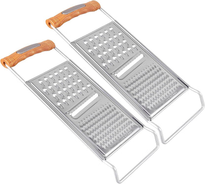 2Pcs Stainless Steel Multi-Function Vegetable Grater and Slicer Set, Handheld Kitchen Food Slicing Tool for Potato, Cucumber, Carrot, Suitable for Home Cooking and Meal Prep1