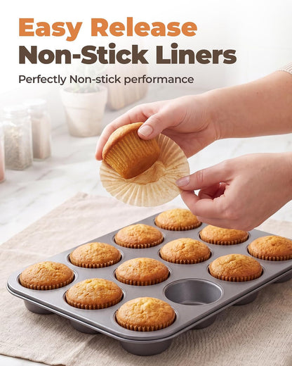 200Pcs Standard Cupcake Liners for Baking, Muffin Liners | Non-Stick, Natural, Food-Grade, Greaseproof Parchment , Cupcake Wrapper for Party, Christmas, Gift2