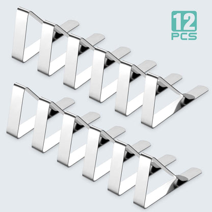12 Pack Tablecloth Clips - Heavy Duty Picnic Table Clips, Stainless Steel Table Cloth Cover Clamps, Table Cloth Holders Ideal for Restaurant Picnics Marquees Weddings Graduation Party7